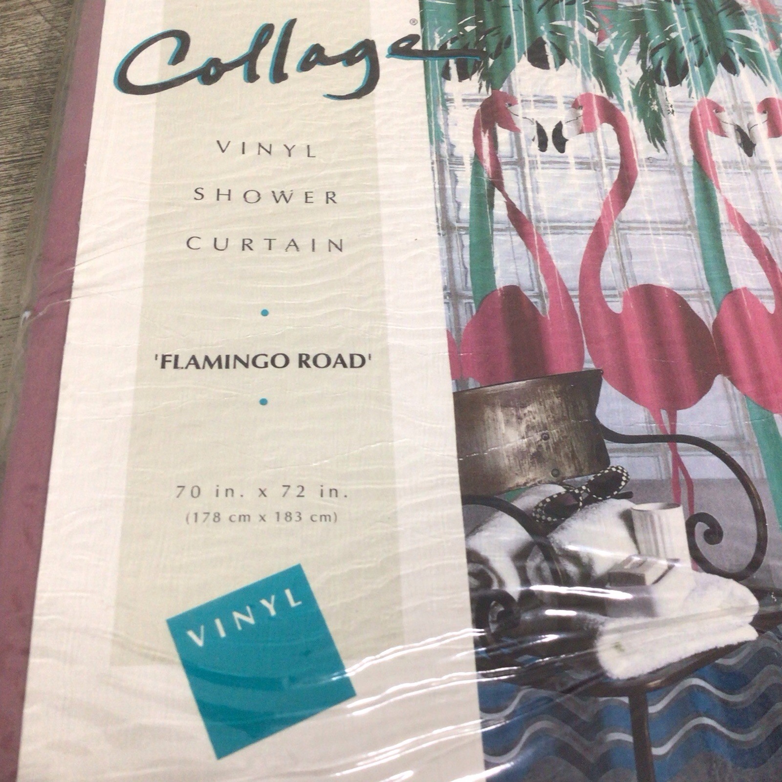 Vintage New “Flamingo Road” Shower Curtain 70x72 Vinyl