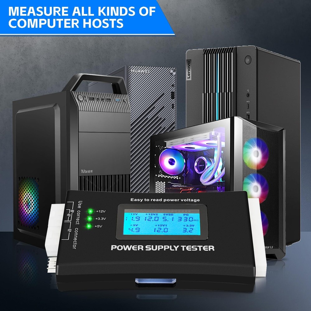Computer PC Power Supply Tester with LCD Display, ATX default