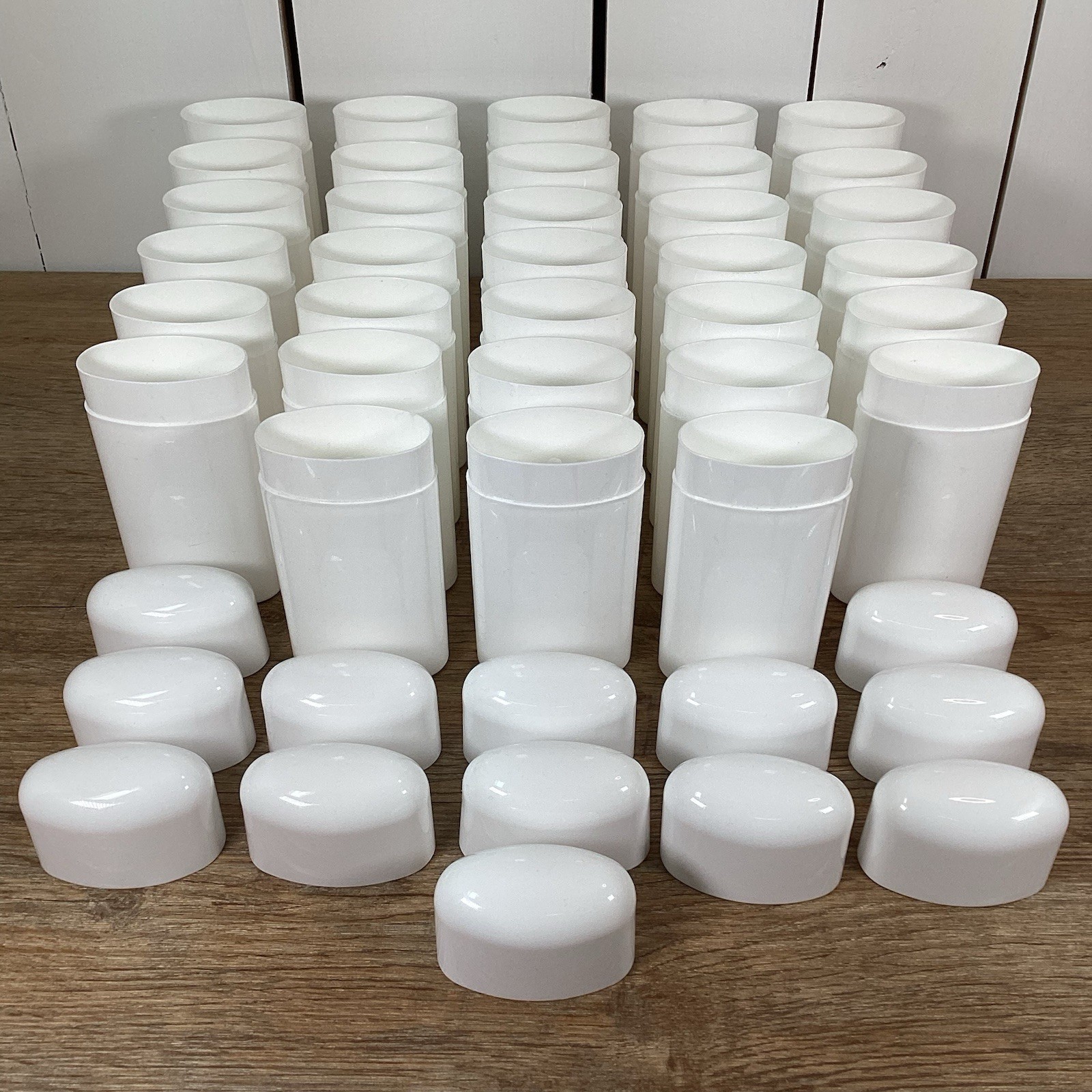 New Bulk Lot 32 Empty Polypropylene 2.5 oz Deodorant Twist Up Tubes with 13 Caps