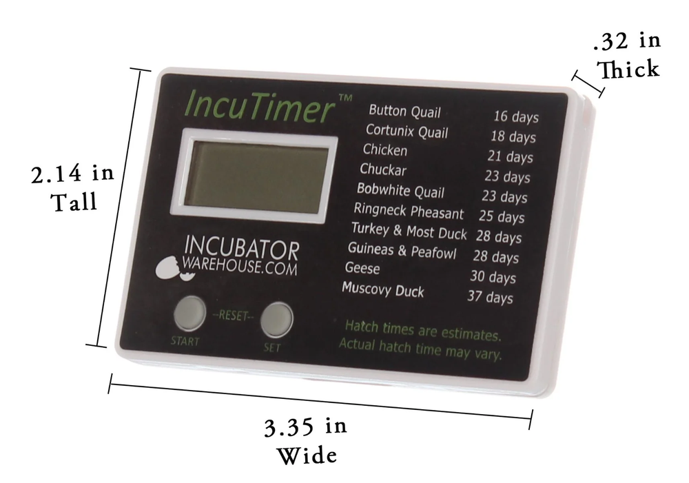 IncuTimer™, Egg Incubator Hatch Timer, Countdown, 90 Day Maximum, Simple Setup
