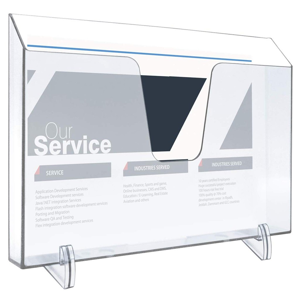 Letter Size Pocket File Holder Horizontal Brochure Display for Wall Counter