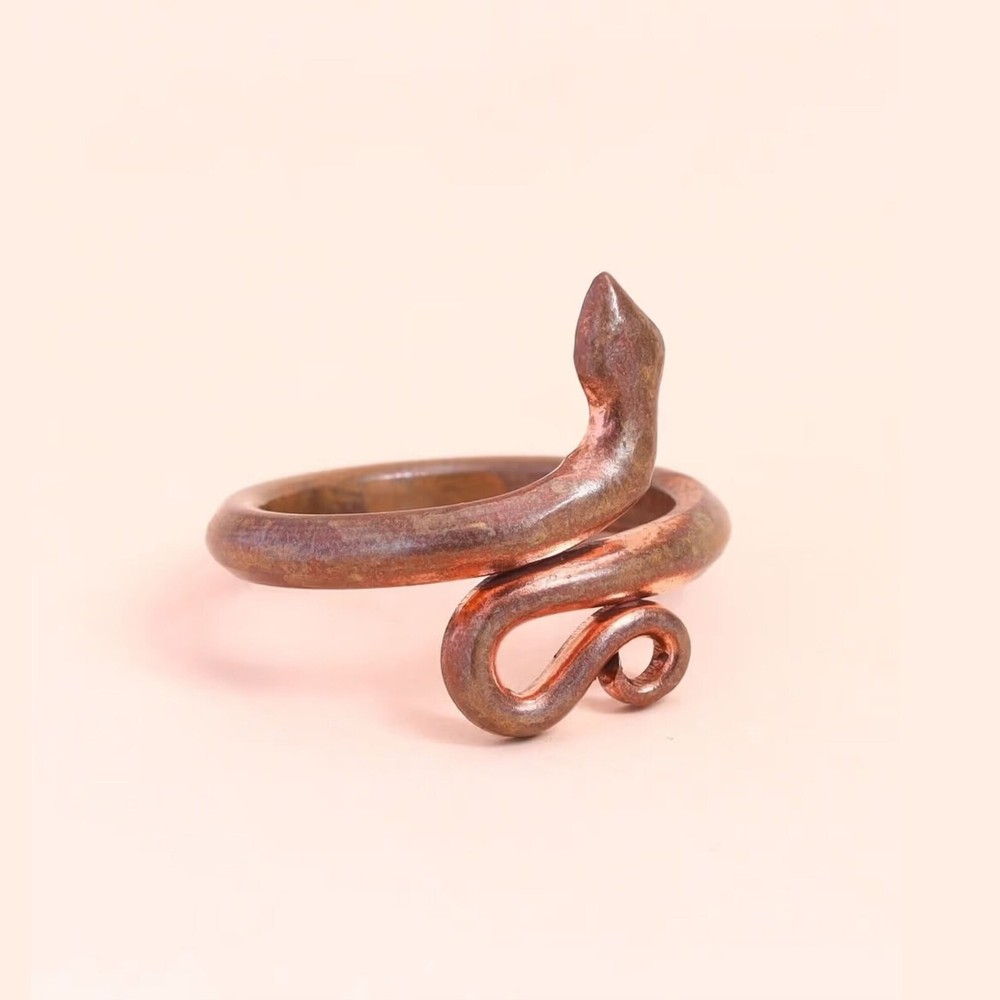 Solid Pure Copper Minimalist Healing Ring, Handmade, Unisex, Snake Ring