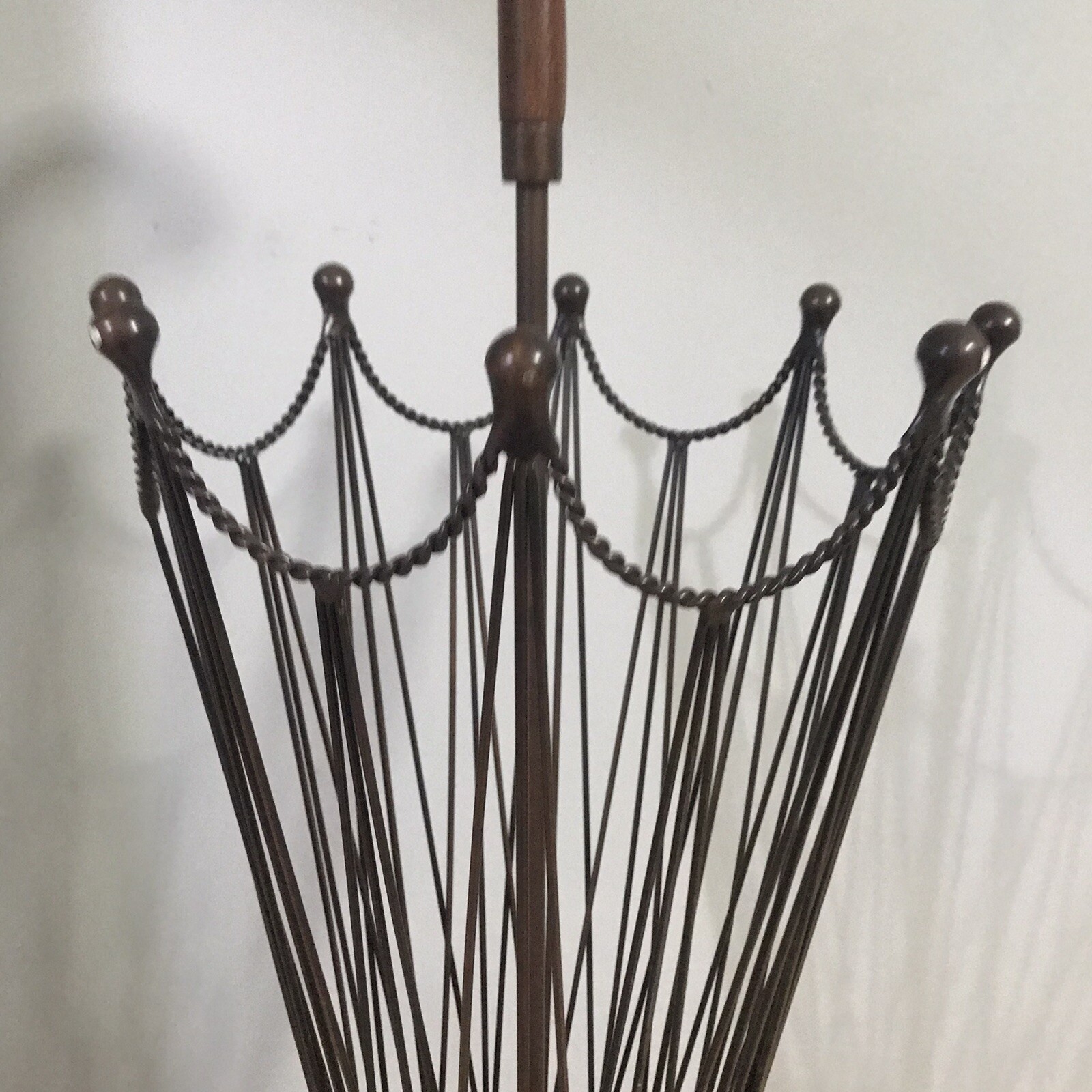 Umbrella Stand Umbrella Shaped Holder Metal wire wood handle 31” Pier 1