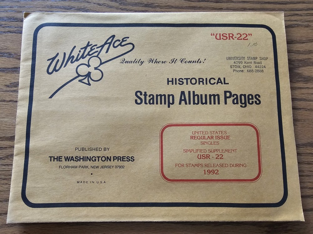 White Ace Stamp Supplement USR-22 Simplified Regular Issue Singles 1992 NOS
