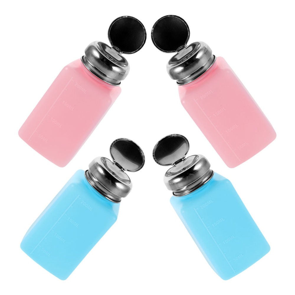 4 Pcs Push down Liquid Pump Bottle Alcohol Dispenser Empty Bottles