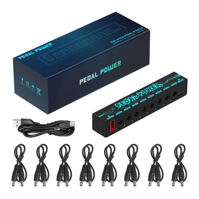8 Outputs for 9V Guitar Effect Pedal with Overcurrent Protections & Indicator