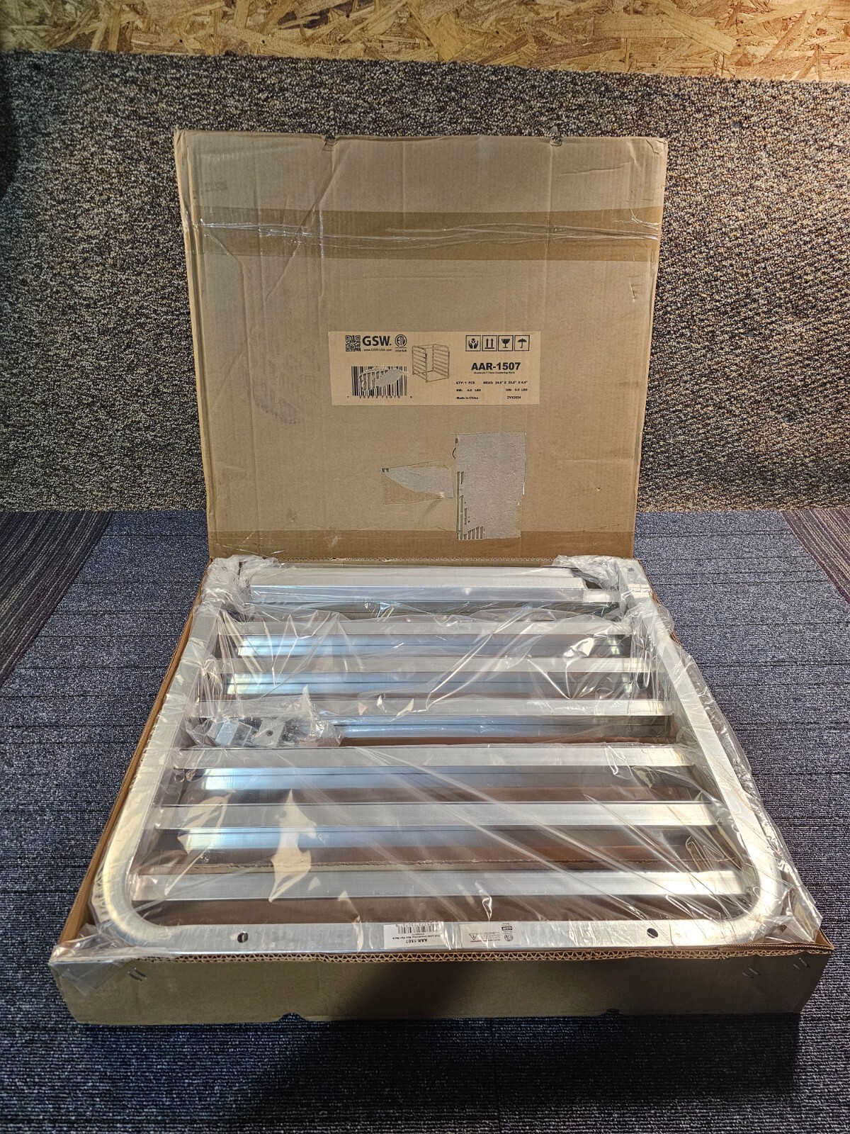 GSW AAR-1507 Knock Down Aluminum Half Size Countertop 7 Pan Rack, for 18” x 26”