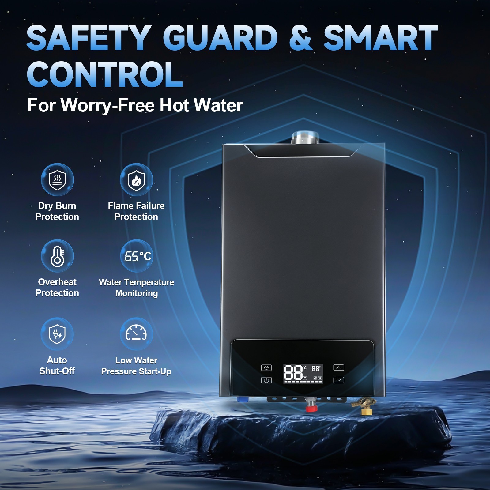 130,000 BTU Propane Gas Tankless Water Heater 4.3 GPM Instant Hot Water Heater