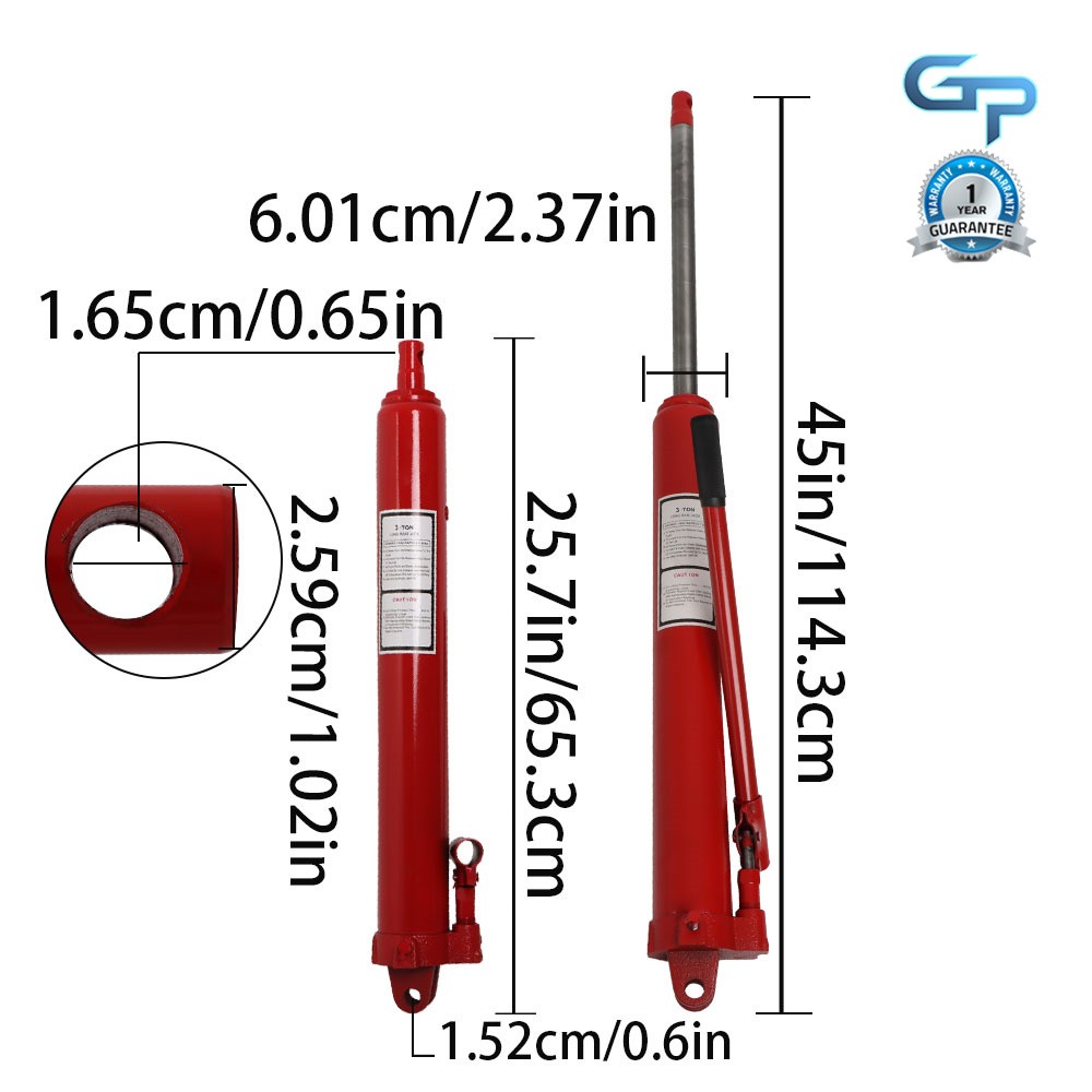 3 Ton Long Hydraulic Jack Manual Single Pump Engine Lift Cherry Picker