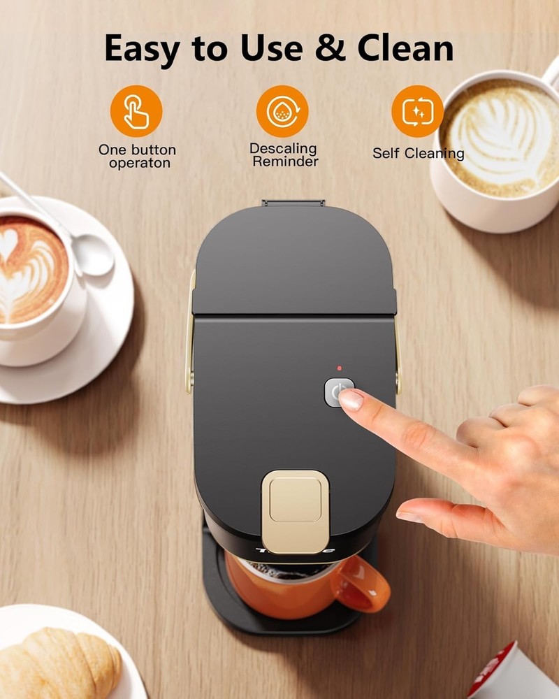 Single Serve One Cup Coffee Maker, for K Cups and Grounds, Mini Coffee Maker ...