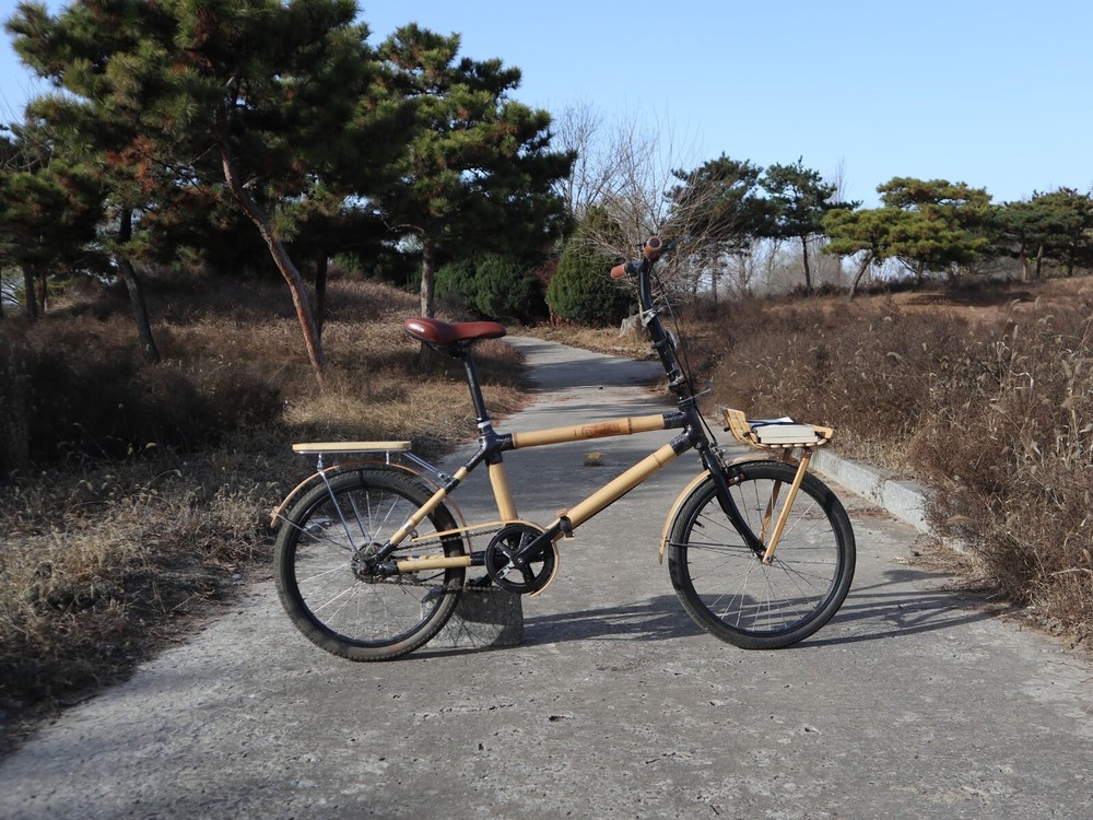 Custom Bamboo Bicycle Front Rack With Bungee Cords