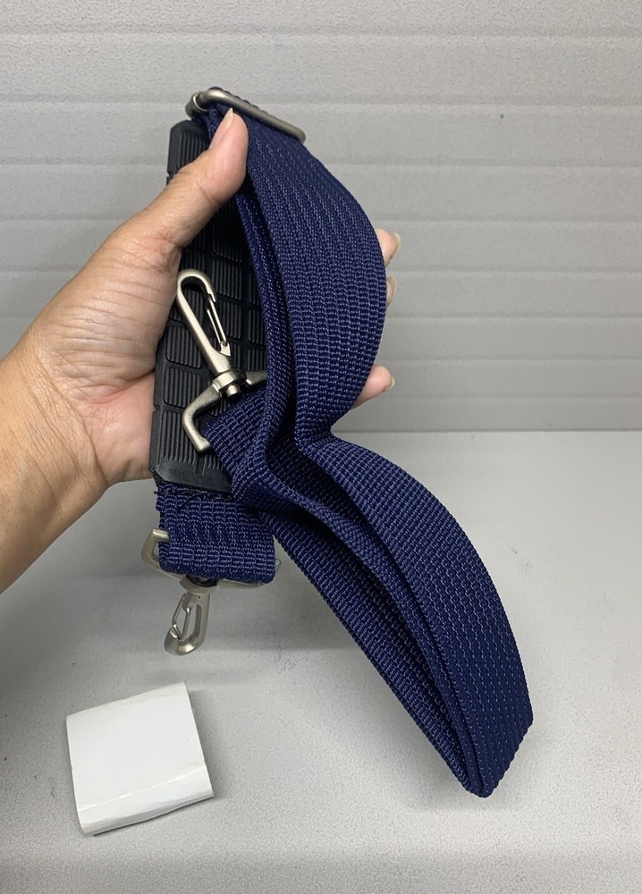 NWOT-Nylon REPLACEMENT Strap Navy/Black Shoulder Pad Adjustable Silver Hardware