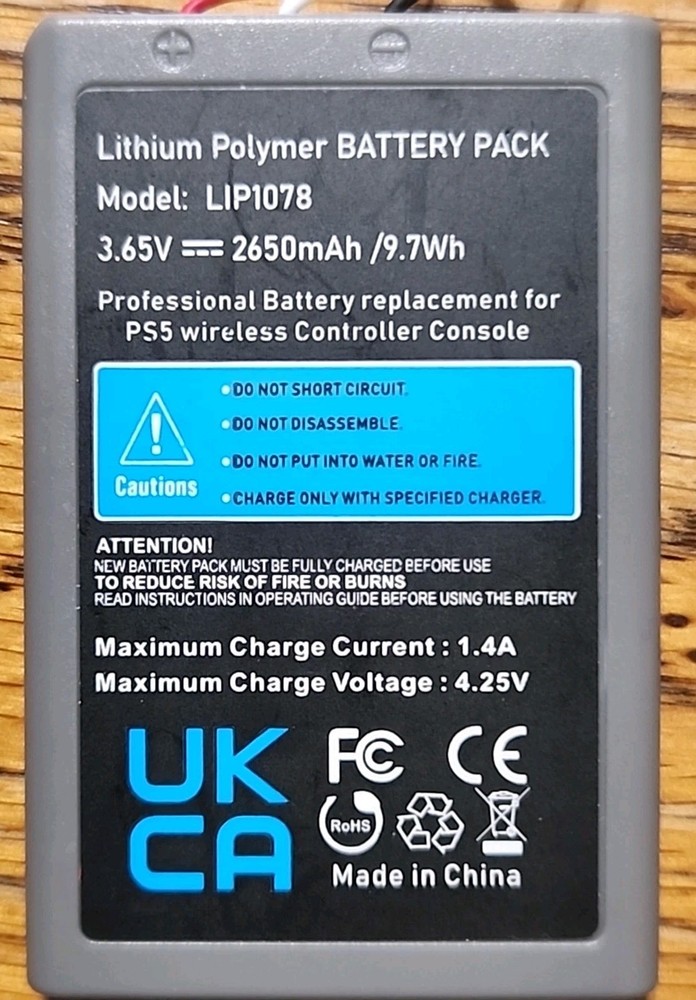 Battery Pack Replacement LIP1078 for PS5 Dualsense Wireless Controller 2650mAh