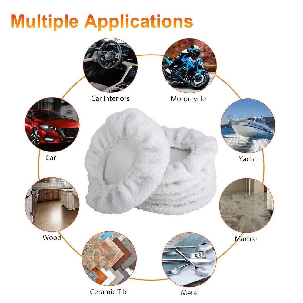 10X Ultra Soft Wool Polisher Bonnet Covers Compatible 9 10 Inch Car Buffer