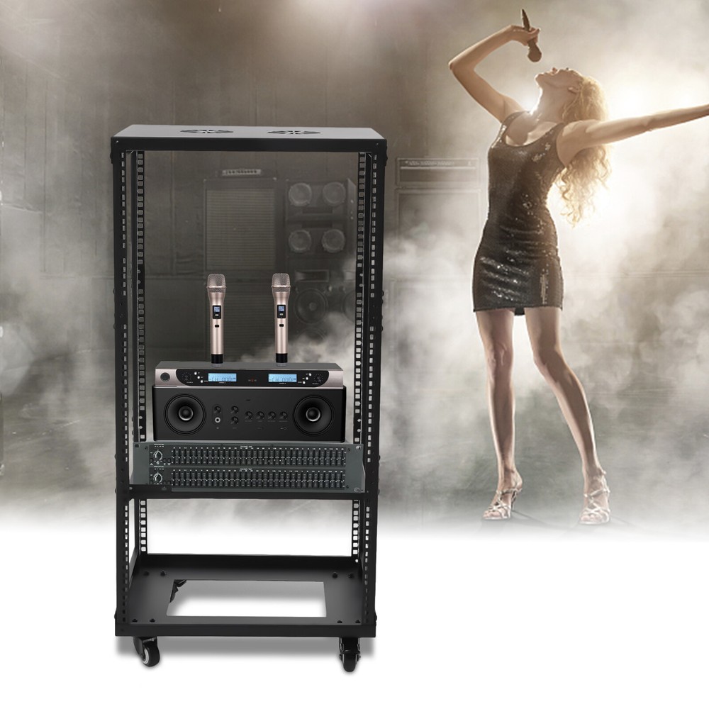 18U 18.5" 4 Post Open Frame Network Server Rack Adjustable Partition 0-31.5''