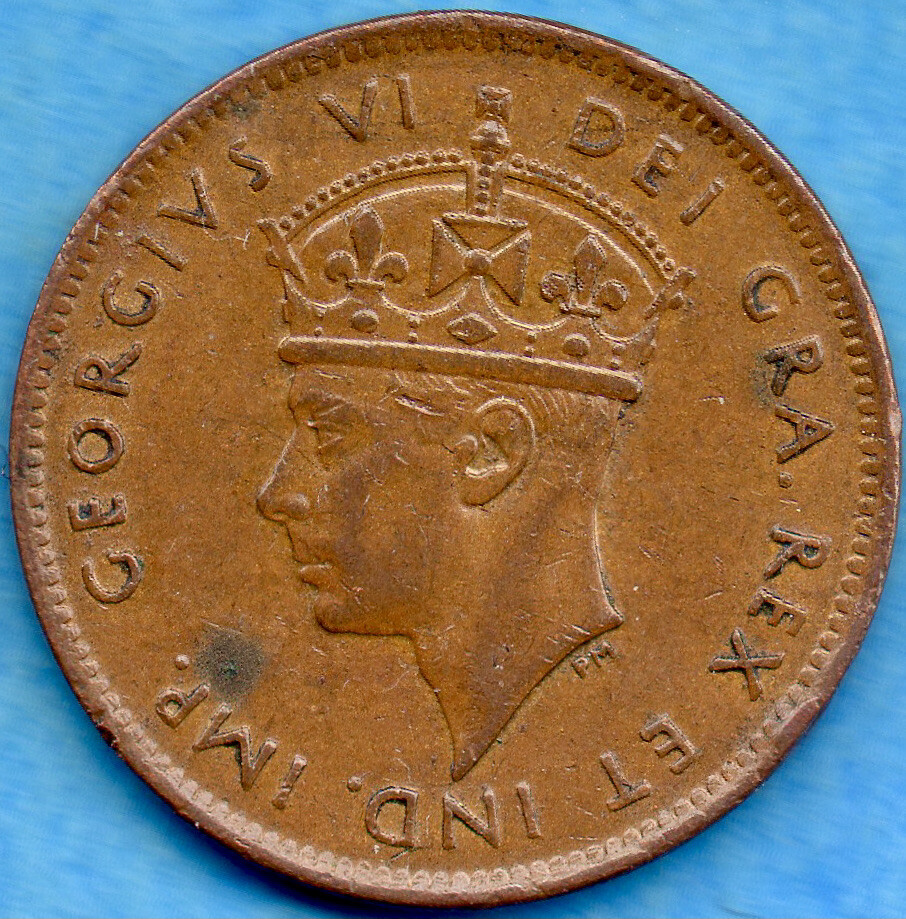 Canada Newfoundland 1947 c 1 Cent Small Penny Coin - EF