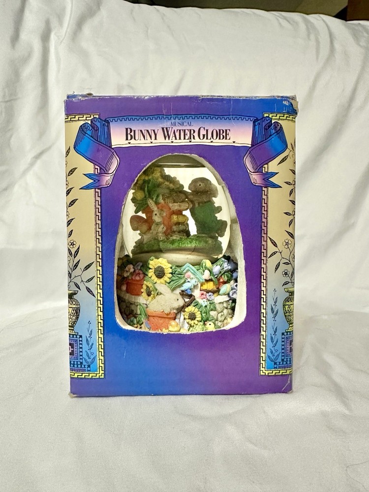 Easter Bunny Water Globe Music Box