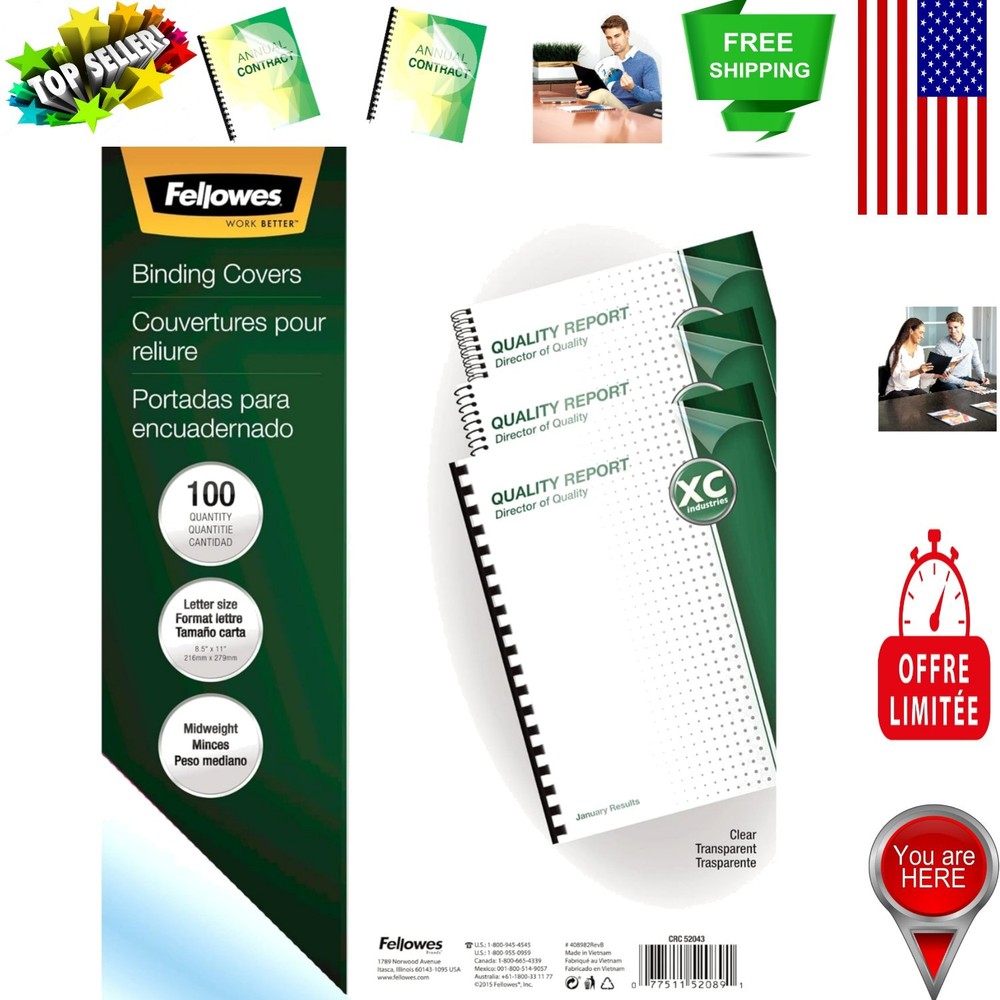8mil Heavy-Duty Clear Binding Covers, 100 Pack for Protecting Your Documents
