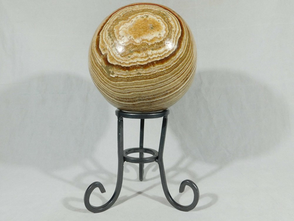 Sphere Display Stand Scroll Design Dark Silver Medium Size