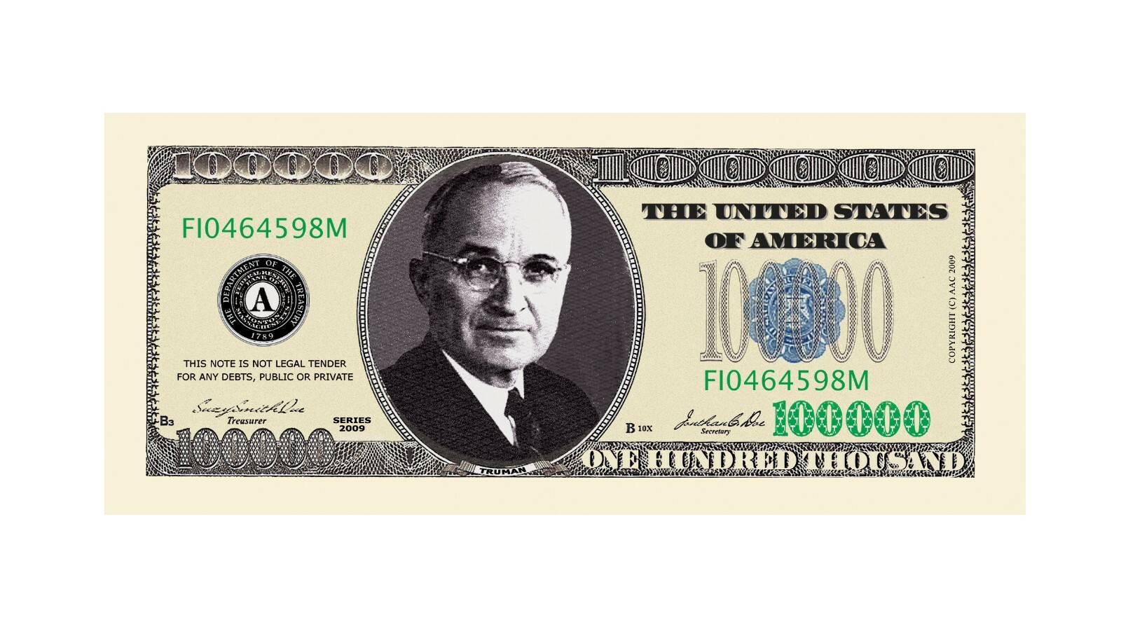 Wholesale Pack of 1000 Bills - $100,000.00 One Hundred Thousand Dollar Bills