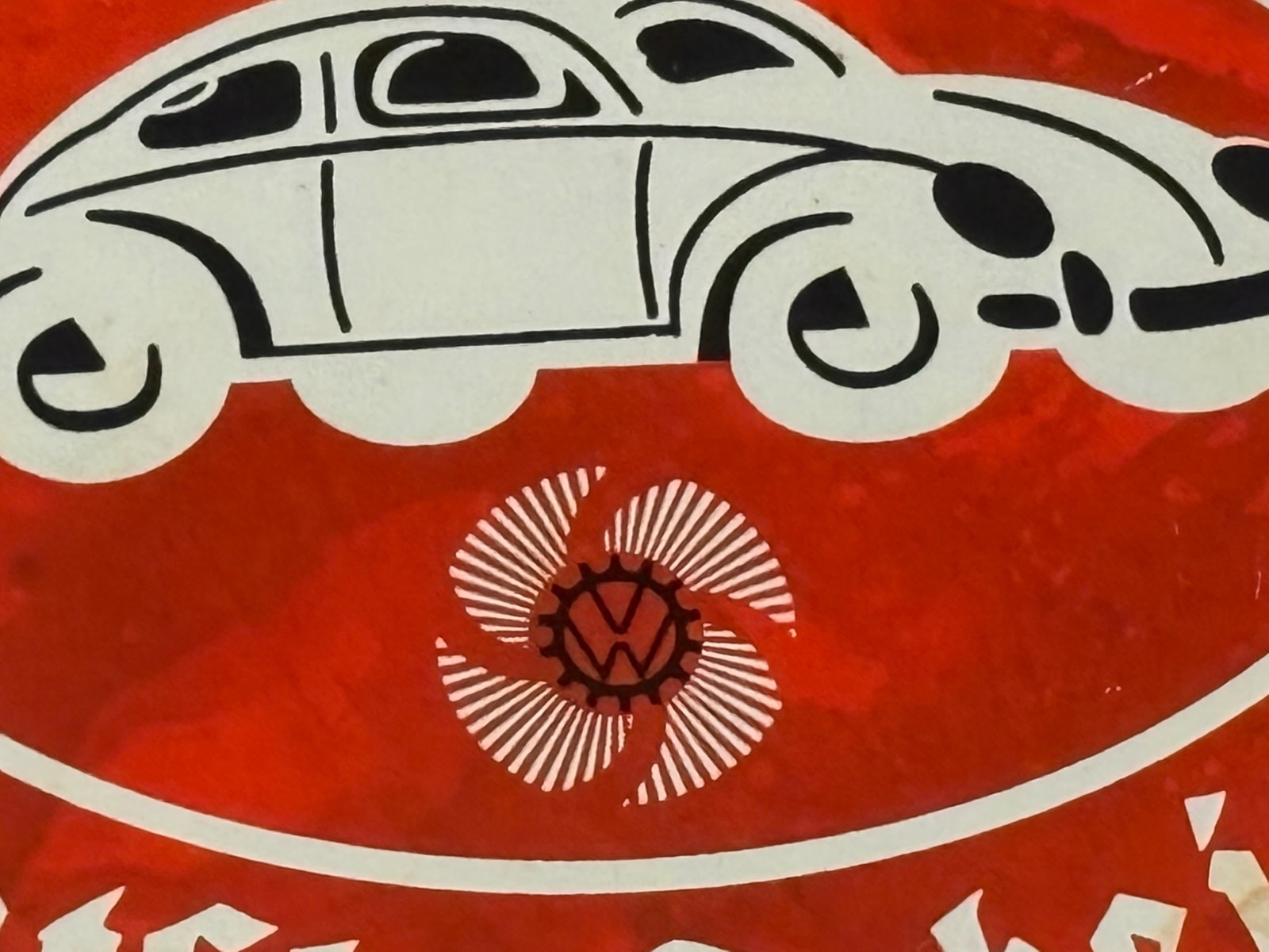 KDF Volkswagen Enamel Sign - 6 in x 4 1/2 in - Wall Decor