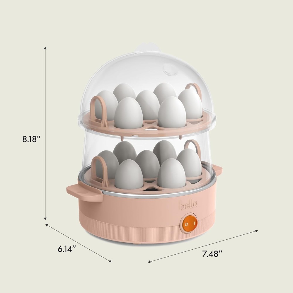 Electric Egg Cooker 14 Eggs Capacity Tray Double Stack Poached Scrambled Hard