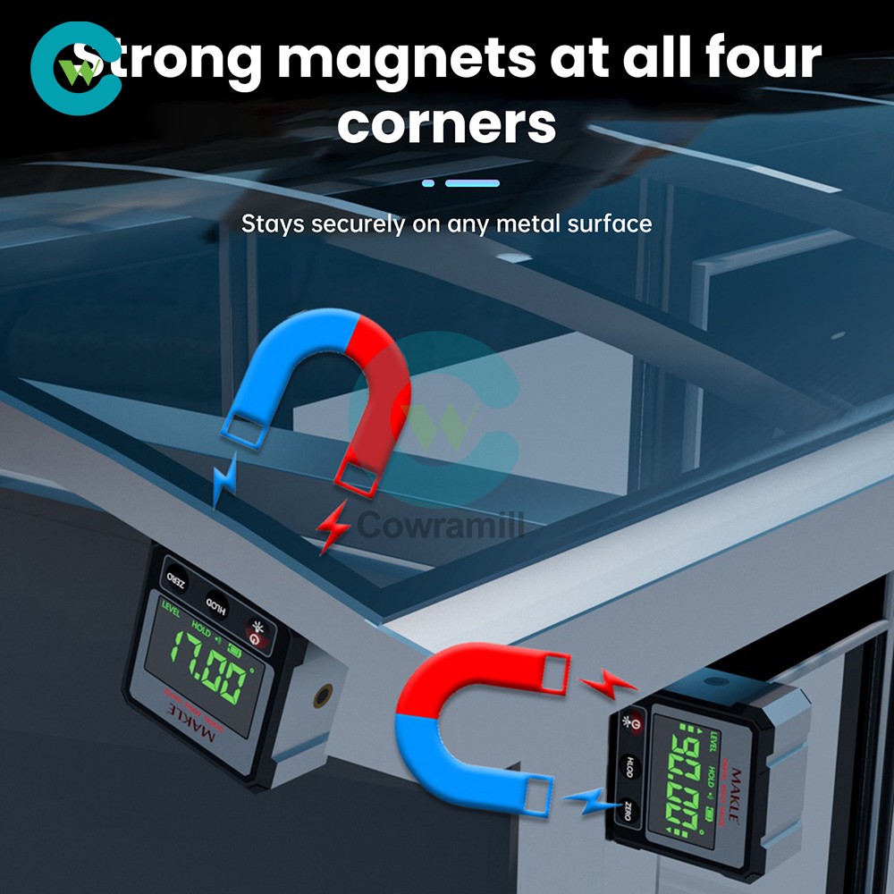 360° Magnetic Digital Level Angle Finder Protractor Inclinometer Rechargeable