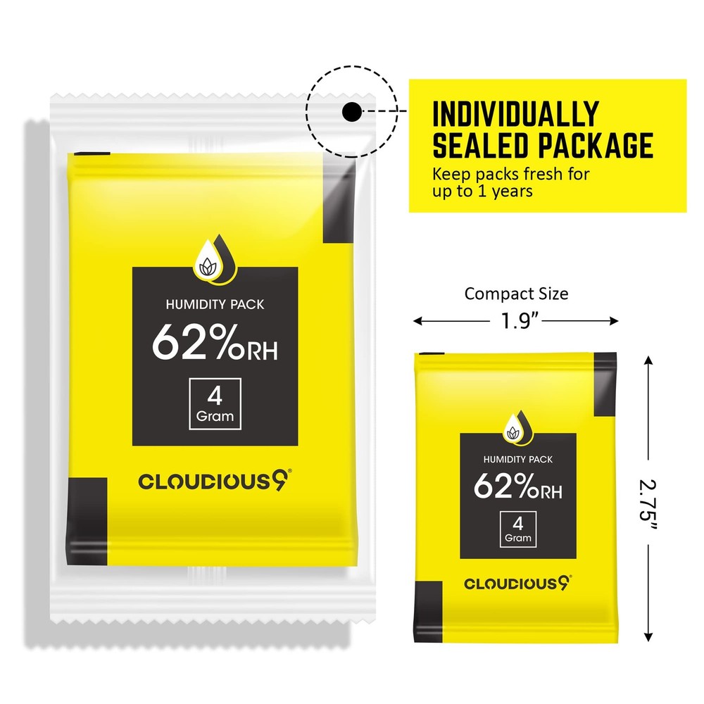 Cloudious9-62% 2-Way Humidity Pack Regulator 4 Gram 4 - 12 Count, Yellow