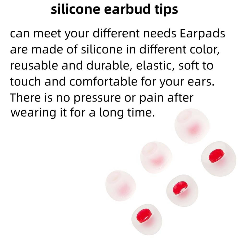SNHTLS Earbud Replacement Tips Eartips Fit Most In-Ear Translucent red