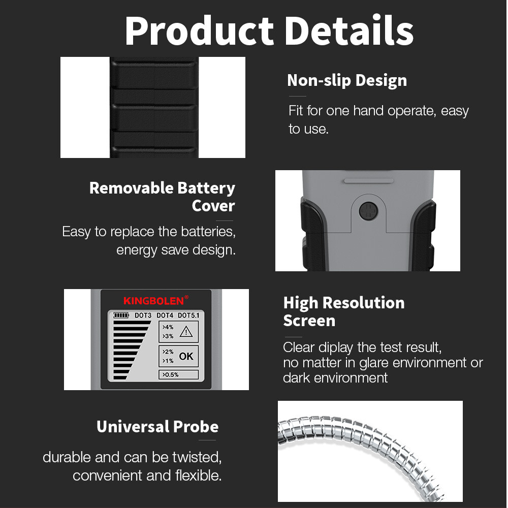 LCD Car Brake Fluid Tester High Precision Detector Analyzer DOT3 DOT4 DOT5.1