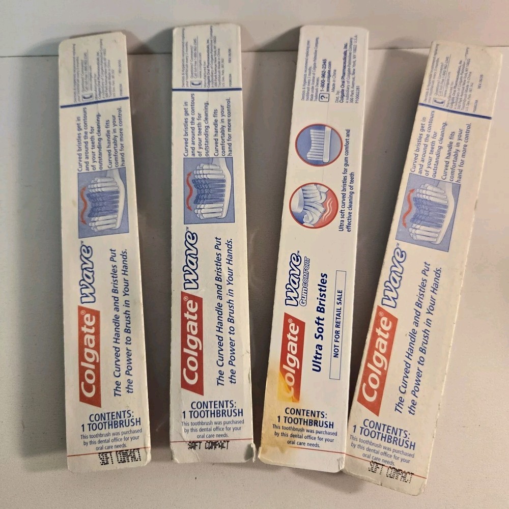 Set Of 4 Colgate Wave Toothbrushes, Soft, Compact Head