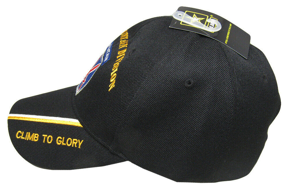 Official US Army Licensed 10th Mountain Div Black Cap Hat