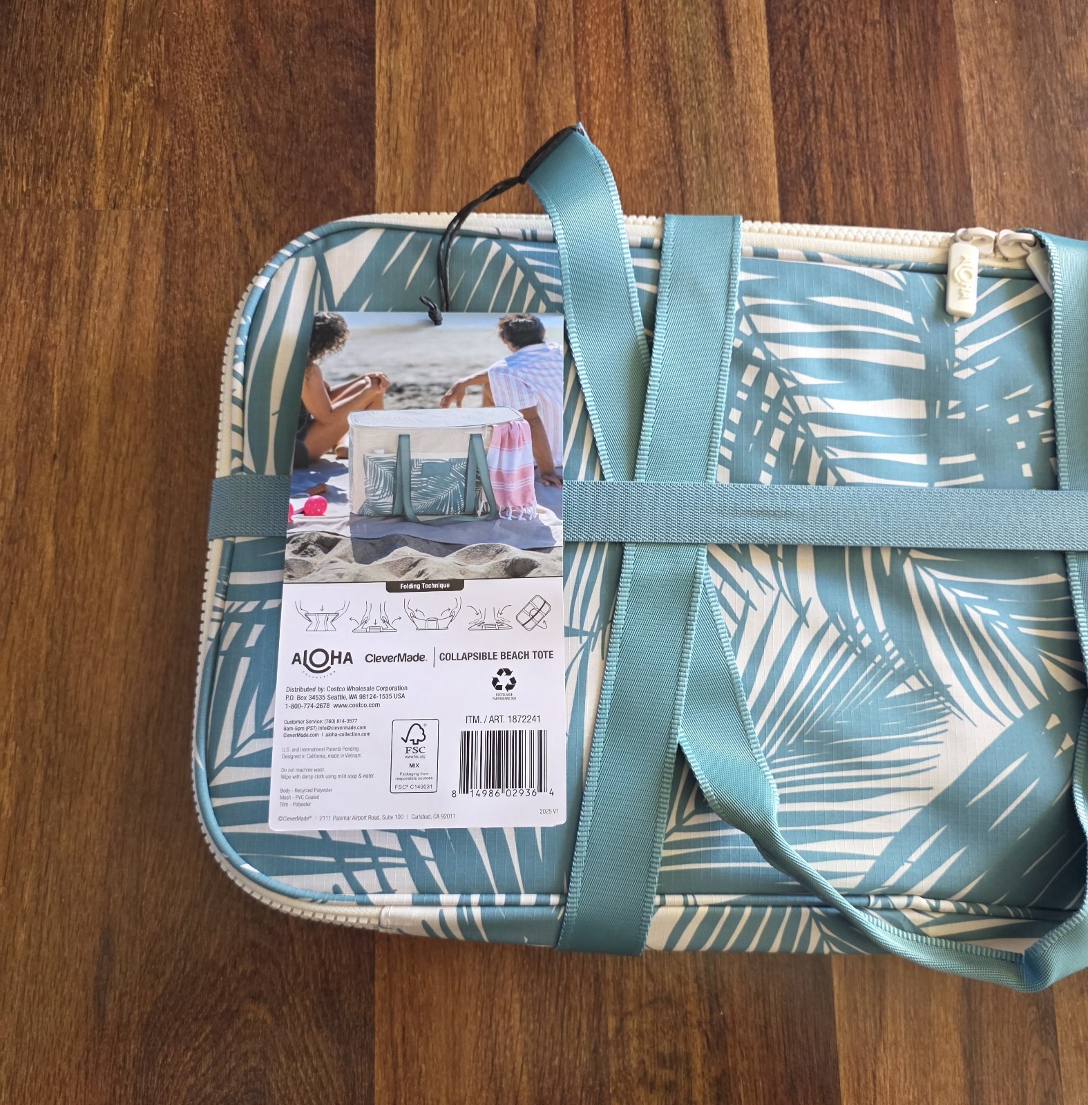 Aloha Collection CleverMade Costco Collapsible Beach Tote Bag Set of 2