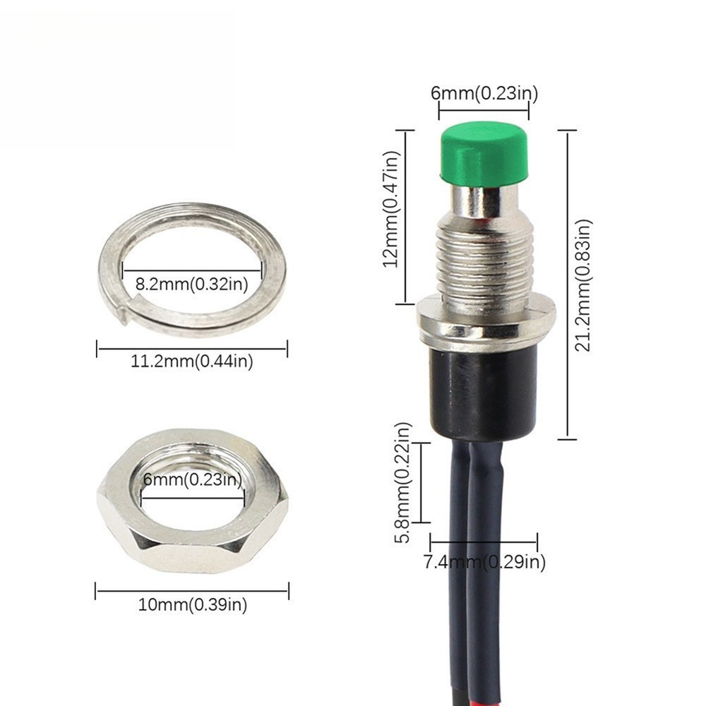 6Pcs Small Momentary Push Button Switch, 1A 250V AC, Easy Install With Wires