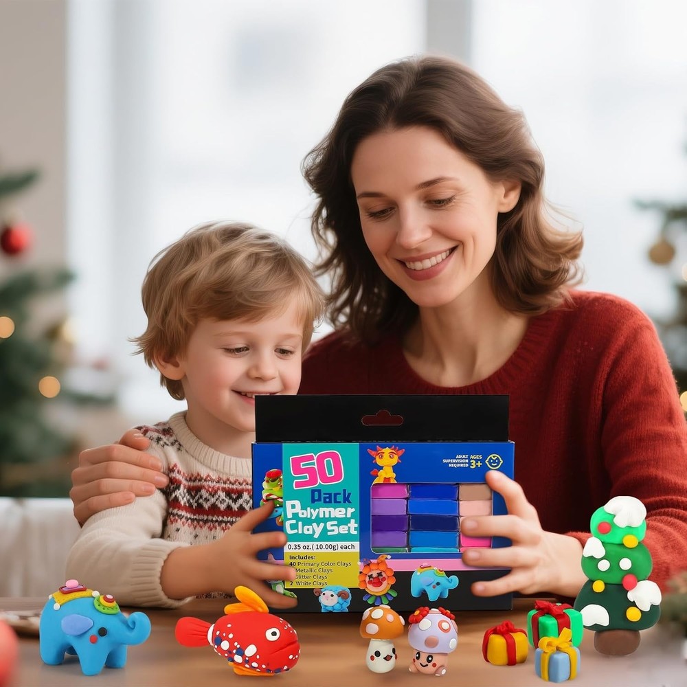 Versatile 50-Piece Polymer Clay Kit - Safe Modeling Clay for Imaginative Play