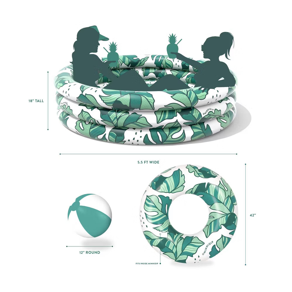 MINNIDIP Bundle Pool Beach Ball Ring Float 125 gal Round Kiddie Pool