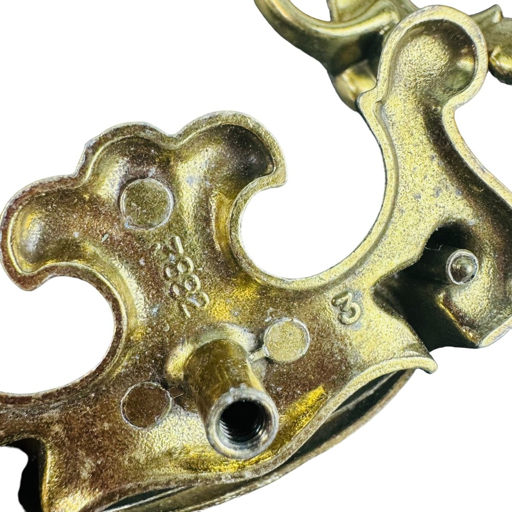 5 Vtg single post bail pull antiqued brass