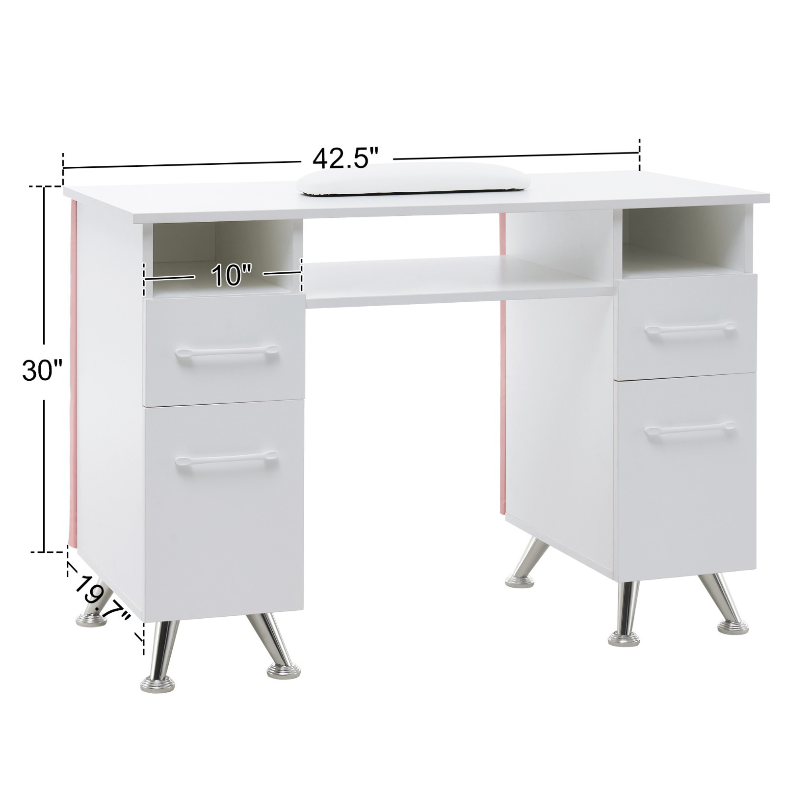 Acetone Resistant Manicure Table Nail Desk with Drawers, New