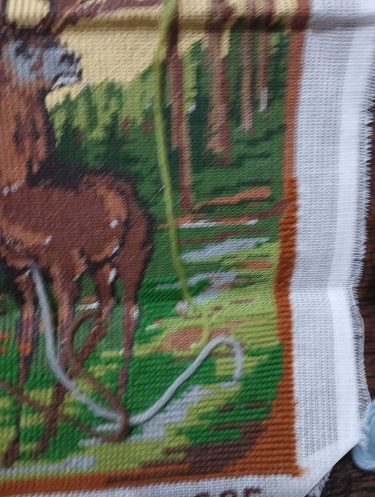 Denmark Ooe Needlework Canvas Deer Kit Wool Started
