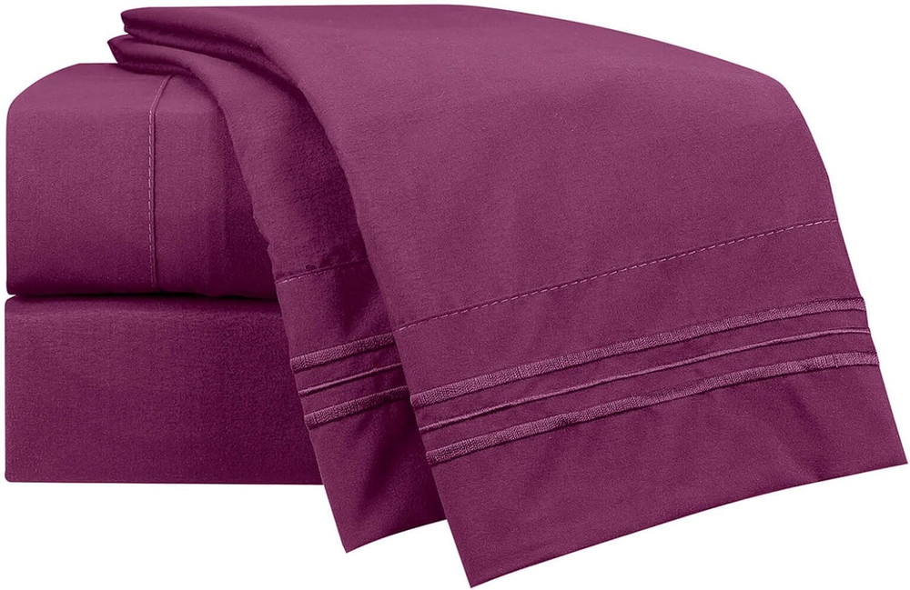 Queen 4PC Bed Sheets Set, Deep Pocket, Extra Soft Microfiber, Magenta