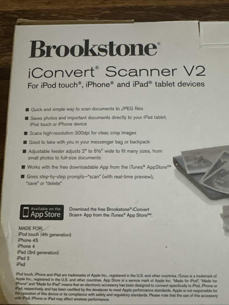 Brookstone iConvert Scanner V2 For iPod iphone or ipad