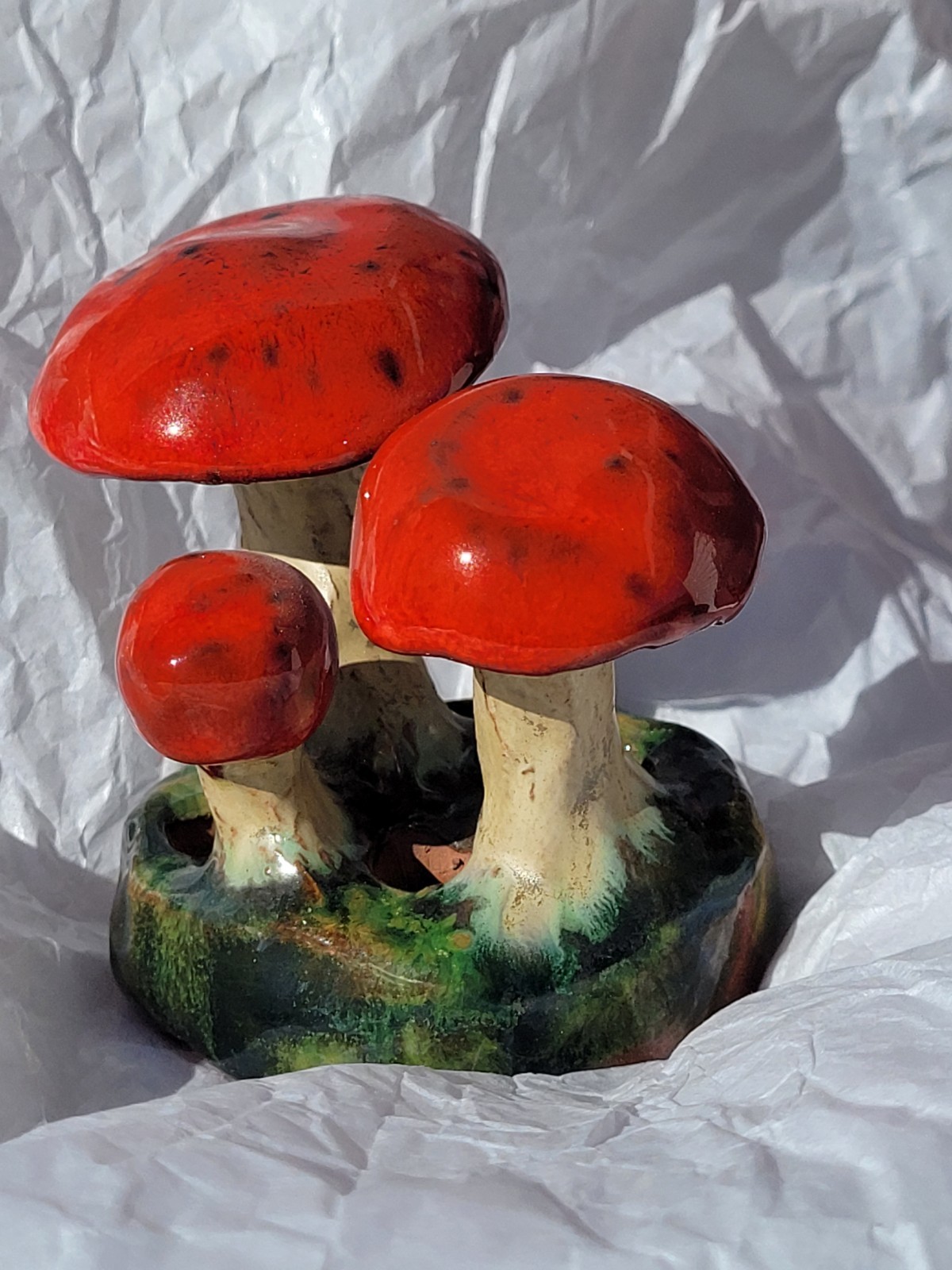 Rare Vintage Early Lorenzen Lantz Nova Scotia Clay Gloss Red Mushroom Tricholoma