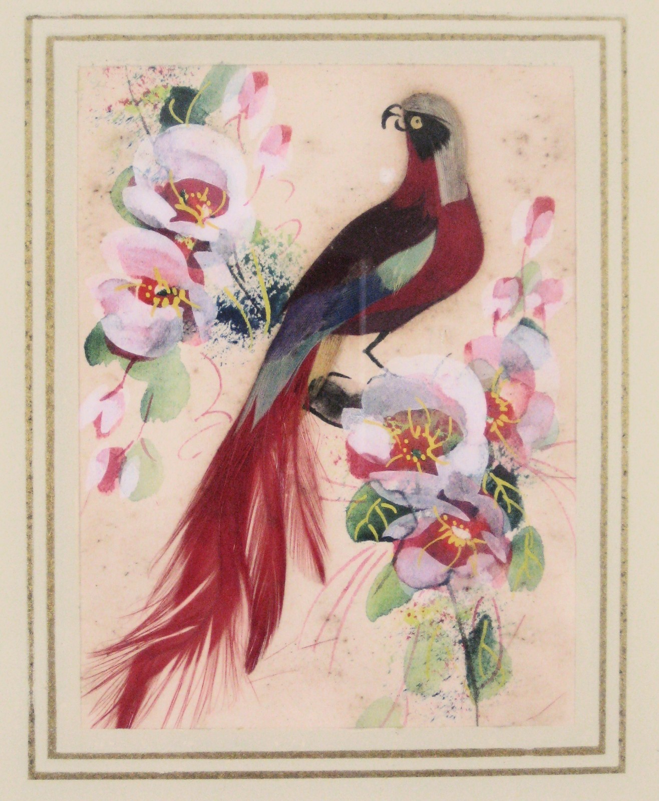 Lot of 5 Feather Art Bird Small Pictures Glen Bastion 1890-1966 Indiana Artist