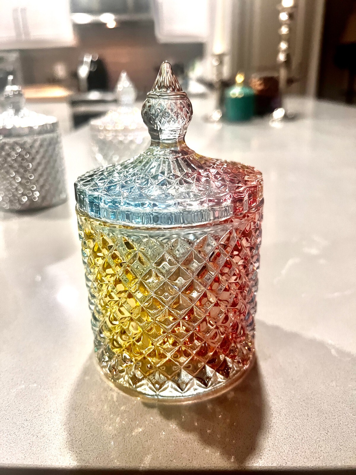 Elegant Candle Making Containers | 6 Beveled Glass Jars with Lids