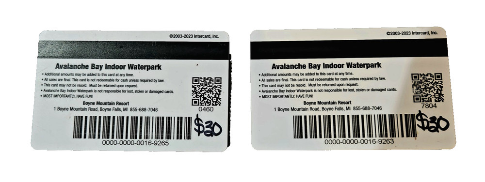 Avalanche Bay Arcade Redemption Cards