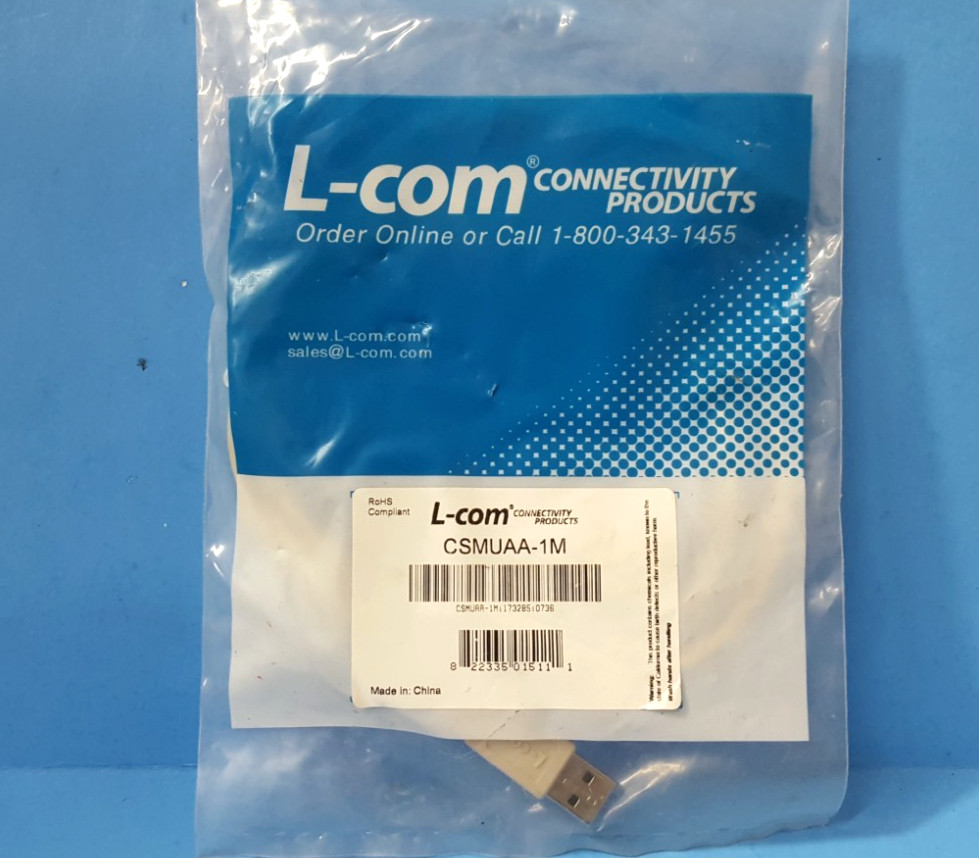 ONE PC- COMPUTER USB CABLE, 1M, L-COM, CSMUAA-1M, TYPE A -TO- TYPE A