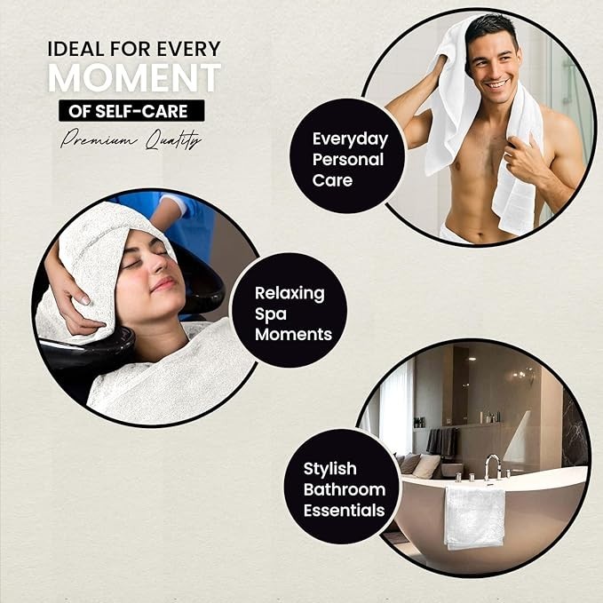 White Bath Towels - 2 Pack | 30"x60", 600 GSM Towels for Bathroom Ultra Plush