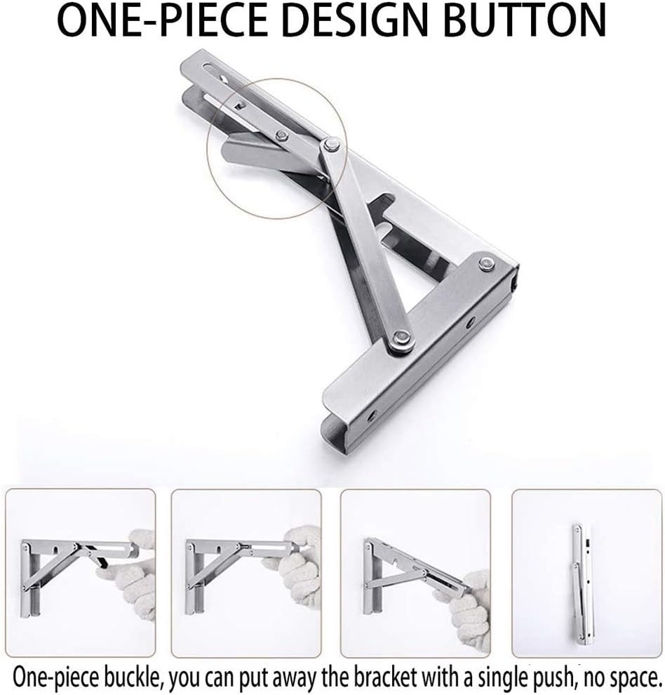 2Pcs 14" Folding Shelf Brackets Silver Wall Mount DIY Collapsible Shelf Use