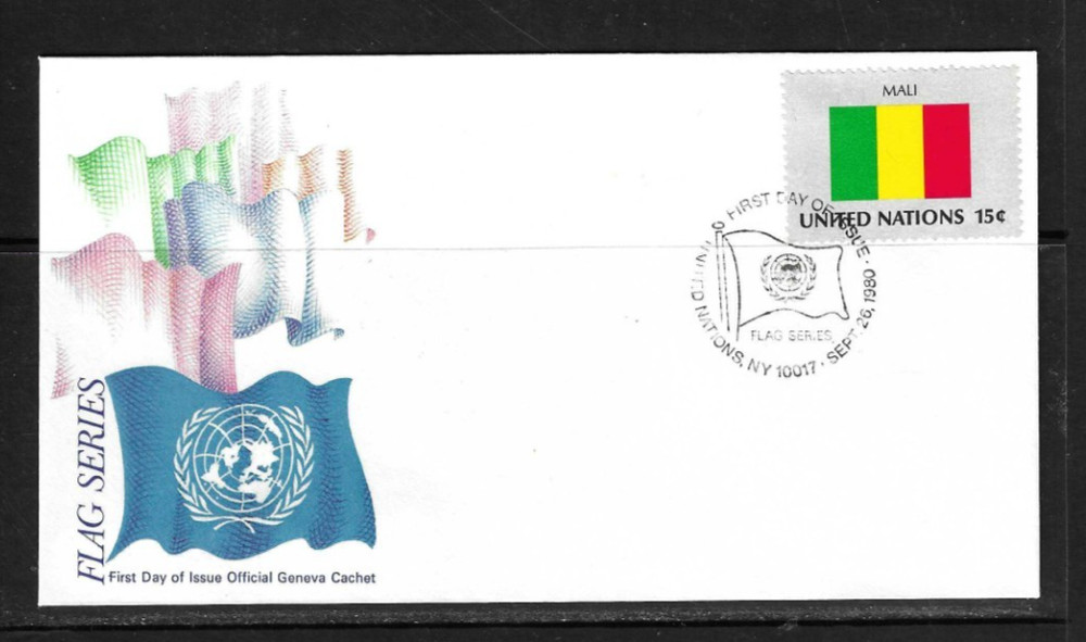 United Nations SC # 332 Mali / Flags Of UN . UN Geneva Cachet