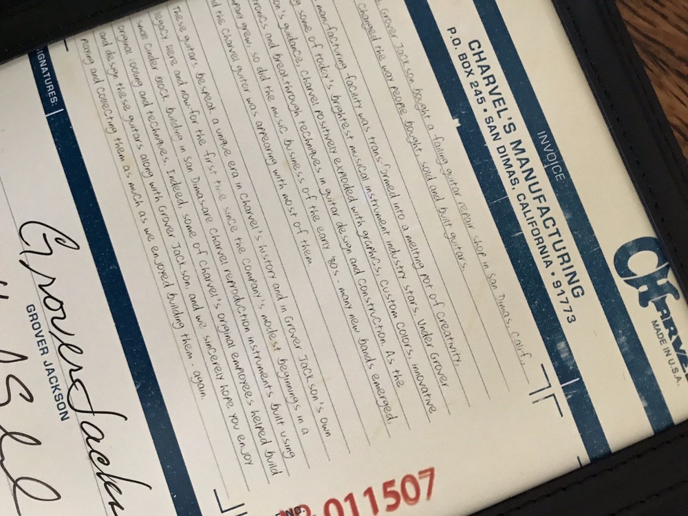Rare Charvel Masterbuilt COA Booklet Signed!!!